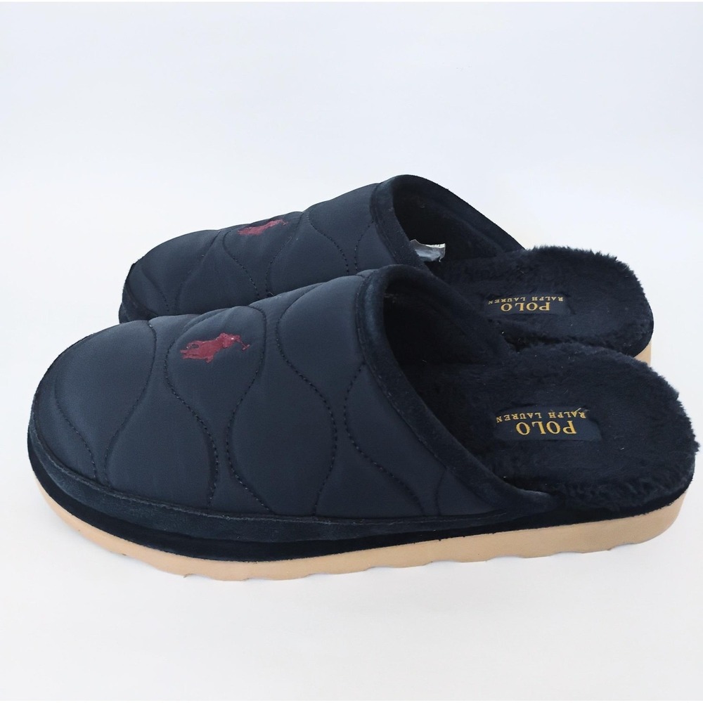Polo Ralph Lauren Mens Reade Scuff Navy Quilted Puffer Slippers Size 9 Slip On
